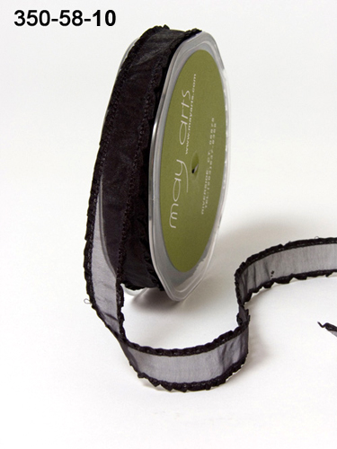 Ruban transparent  volant NOIR petit
